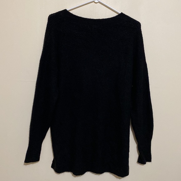 NWT Halogen Women Black Tunic V-Neck Sweater Size Large - Picture 3 of 13